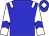 Blue body, white epaulettes, white arms, blue chevron, blue cap, white diamond