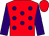 RED, purple spots, purple sleeves, red cap