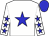 White body, blue star, white arms, blue stars, blue cap