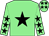 light green, black star,  black stars on sleeves and cap