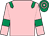 Pink, emerald green epaulets and armlets, emerald green and pink hooped cap