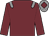 Garnet body, grey epaulettes, garnet arms, grey cap, garnet diamond