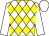 White body, yellow diamonds, white arms, white cap