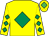 Yellow, emerald green diamond & diamonds on sleeves,yellow cap,emGreen diamond