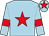 Light blue, red star, armlets and star on cap