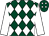 Dark green and white diamonds, white sleeves