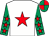 White, red star, emerald green sleeves, red stars, quartered cap