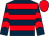 Dark blue, red hoops, chevrons on sleeves, red cap