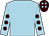 Light blue, brown spots on sleeves, brown cap, light blue spots