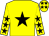 yellow, black star, black stars on sleeves and cap