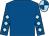 Royal blue, light blue diamonds on sleeves, quartered cap