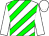 white, green diagonal stripes, white sleeves and cap