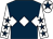 Dark blue, white triple diamond, white sleeves, dark blue stars, white cap, dark blue star