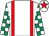 White, red braces, emerald green and white check sleeves, white cap, red star