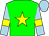 green, yellow star, yellow armlets on light blue sleeves, light blue cap