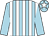 Light blue and white stripes, light blue sleeves, light blue cap, white star