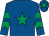 Royal blue, emerald green star, emerald green  chevrons on sleeves, royal blue cap, emerald green star