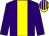 Purple, yellow stripe, yellow cap, purple stripes