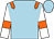 light blue, orange epaulets, orange armlets on white sleeves, light blue cap