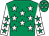 Emerald green, white stars, white sleeves, emerald green stars