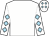 White, light blue diamonds on white sleeves, white cap, light blue diamonds