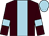 brown, light blue stripe, light blue armbands and cap