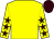 Yellow body, yellow arms, brown stars, brown cap