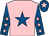 Pink, royal blue star, royal blue sleeves, pink stars, royal blue cap, pink star