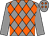 Grey and orange diamonds, grey sleeves