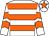 White, orange hoops, chevrons on sleeves, white cap, orange star