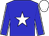 Blue body, white star, blue arms, white seams, white cap