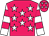 Rose body, white stars, white arms, rose hooped, rose cap, white stars