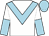 White, light blue chevron, halved sleeves, light blue cap