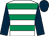 White, emerald green hoops, dark blue sleeves and cap