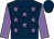 Dark blue, mauve stars and sleeves, dark blue cap