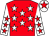 Red, white stars, white sleeves, red stars, white cap, red star