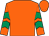 Orange, emerald green chevrons on sleeves, orange cap