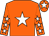 Orange body, white star, orange arms, white stars, orange cap, white star