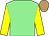 light green, yellow sleeves, light brown cap