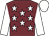 Garnet body, white stars, white arms, white cap