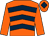 Orange, dark blue chevrons, orange sleeves, orange cap, dark blue diamond