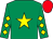 Emerald green, yellow star, yellow diamonds on sleeves, red cap