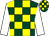 Dark green & yellow check, white sleeves, dark green & yellow check cap