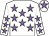 White, mauve stars, mauve star on cap