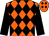 Orange and black diamonds, black sleeves