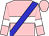 pink, white hoop, blue sash, white armbands