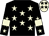 Black, beige stars, beige stars on sleeves, beige armlets, beige cap, black stars