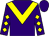 Purple, yellow chevron, yellow diamonds on sleeves, purple cap