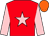 Red, pink star and sleeves, orange cap