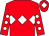 Red, white triple diamond, red sleeves, white spots, red cap, white diamond